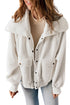 Button Flap Pocket Spread Collar Fleece Jacket